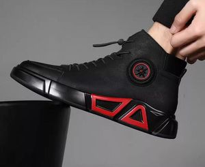 Chaussures décontractées Designer Sport en cuir authentique en cuir léger amortissant Men de mode voyage High Top Sneakers Zip Lace-Up Outd 3882