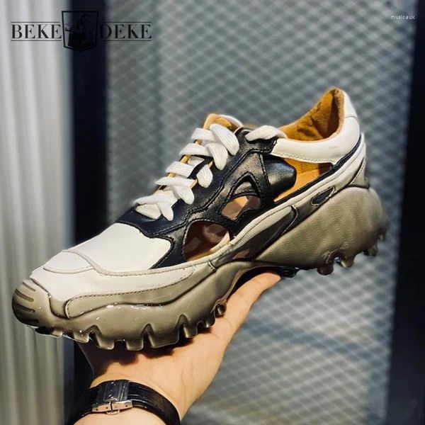 Diseñador de zapatos casuales Summer Summer Hollow Out Sneakers Joggers Entrenadores Cordas de plataforma gruesa Antiskid Harajuku afuera