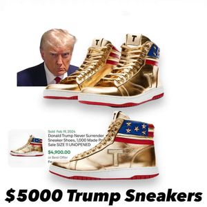 Chaussures décontractées DHgate Trumps ne jamais abandonner le basket-ball High-Tops Designer Sneakers Gold Femmes de luxe personnalisées Hommes Sport Entraîneur extérieur à la mode