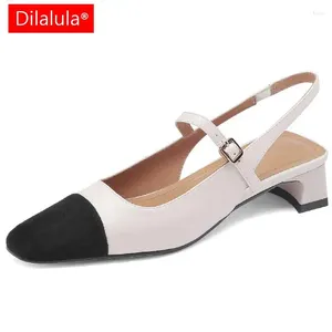 Casual schoenen dilalula elegante vintage vrouwen echte lederen sandalen gemengde kleuren gemengde kleuren lente zomer kantoor dames lage hakken vrouw