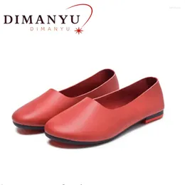 Zapatos informales DiManyu Mujeres Flats Spring Genuine Leather Ladies Gran tamaño 41 42 43 Non-Slip 2024 Lofers Slip-On
