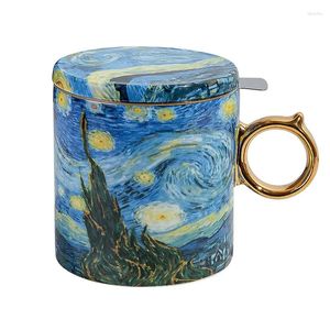 Chaussures décontractées disque disque art peinture gogh huile osse chinois tasse littéraire ménage en céramique milk cadeau coffre tasses à café amicales