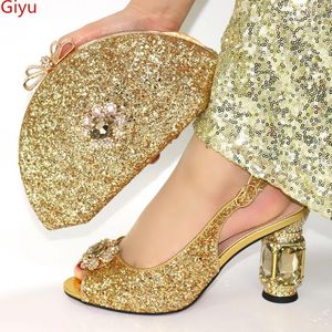 Chaussures décontractées Doershow Italian Design and Bag to Matching set for Party Nigerian Women Fashion Shoe! HFY1-9