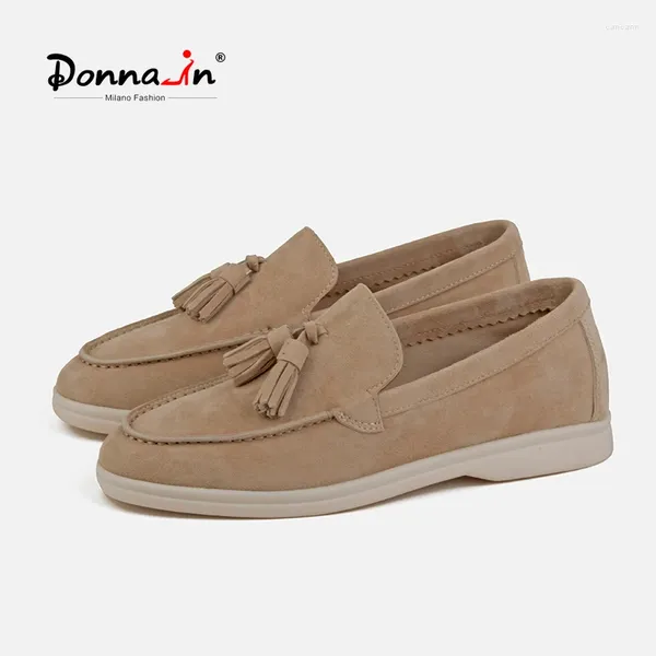 Chaussures décontractées donna-in luxe en cuir modes de mouton en peau de mouton en peau de mouton élégant slip on Comfort oxfords femelle