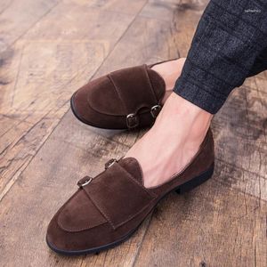 Chaussures décontractées Double Strap Brown Mandis Brown Men Dress Italian Wedding 2024 Coiffeur Office Formel