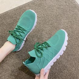 Vrijetijdsschoenen Jurk Dames Groen Veters Tennis Platte Sneakers Mode Comfortabel Plus Size Jogging Trainers Zapatillas Air