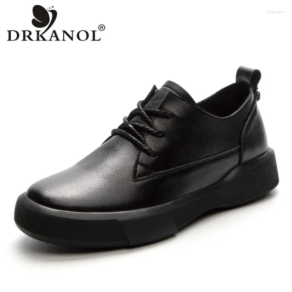 Zapatos casuales Drkanol Estilo británico Mujeres Flat Lace-up