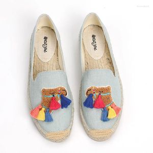 Casual schoenen dzym franjes canvas espadrilles stro dames visser chuzzles flats kawaii design loafers handgemaakte naaisch sneakers