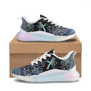 Chaussures décontractées Ecstasy Couleur Coiffure Ciseaux Design Light Light Outdoor Air Cushion Mesh Sport Breathable Sport Sneakers épais