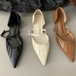 Casual Schoenen Elegant Brand Design Mary Janes Gesp Vrouwen Puntschoen Platte Hakken Zapatos Mujer Lage Chaussures Femme