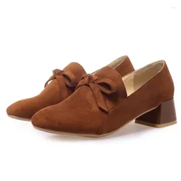 Casual Schoenen Elegante Lage Hakken Pumps Dames Lente Zoet Strikje Flock Zwarte Dames Hakken Feest Kantoor Loafer Grote Maat 46