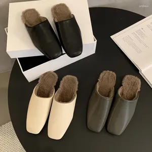 Zapatos informales elegante Toe Leatherette Mule Diapositivas