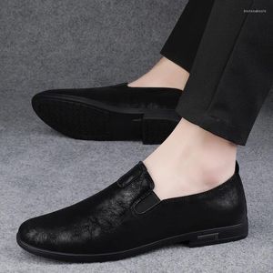 Casual schoenen Engeland stijl vintage veelzijdig comfort lederen slip-on soft sole loafers heren schoen man mocassin zwarte zakelijke flat