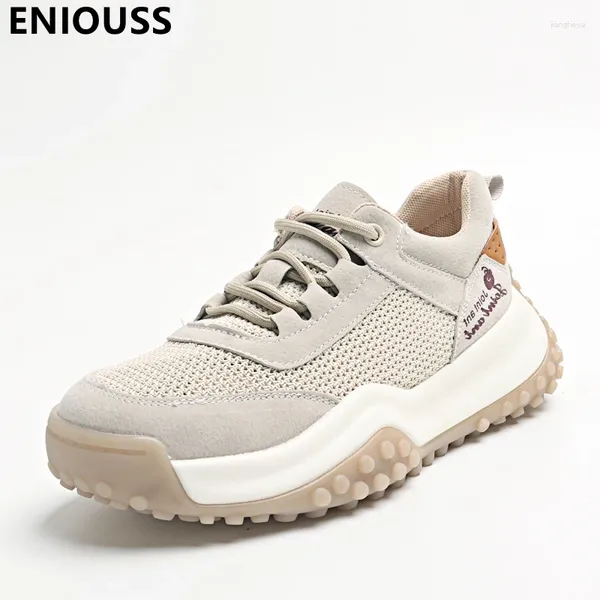 Chaussures décontractées Eniouss Plus taille 35-43 Mesh Summer Summer Femme Flat Flat High Lace-Up La cheville Sneakers pour femme