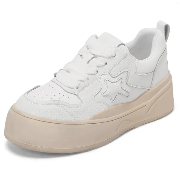 Chaussures décontractées Inmayer Taille 35-40 Véritable cuir en cuir Sneakers Plateforme Plateforme Mestiles Blanc Mode blanche