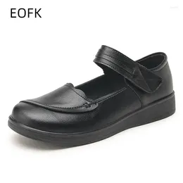 Chaussures décontractées Eofk Femmes Mary Jane Flats For Mother Full Black Spring automne Automne Bureau de travail Bureau des orteils ronds