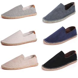 Chaussures décontractées Espadrilles femmes Patchwork sans lacet été hommes mocassins respirant toile Jute enveloppé vêtements d'extérieur unisexes