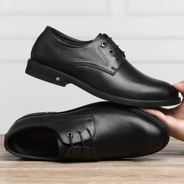 Chaussures décontractées est italien oxford pour hommes Retro en cuir de mariage en cuir pointu robe orteil classique Office à lacets Solie Groom