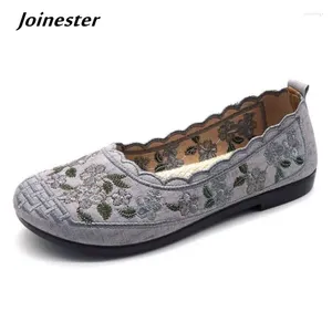 Casual schoenen etnische stijl geborduurd canvas loafers voor vrouwen herfst spring slip op flats dames ballet boot rijden mocassins