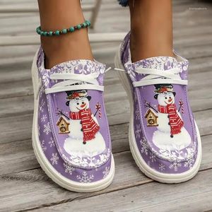 Chaussures décontractées Europe America 2024 Automne Winter Flat Plus taille Zapatos Para Mujeres Fashion Christmas Printing toile