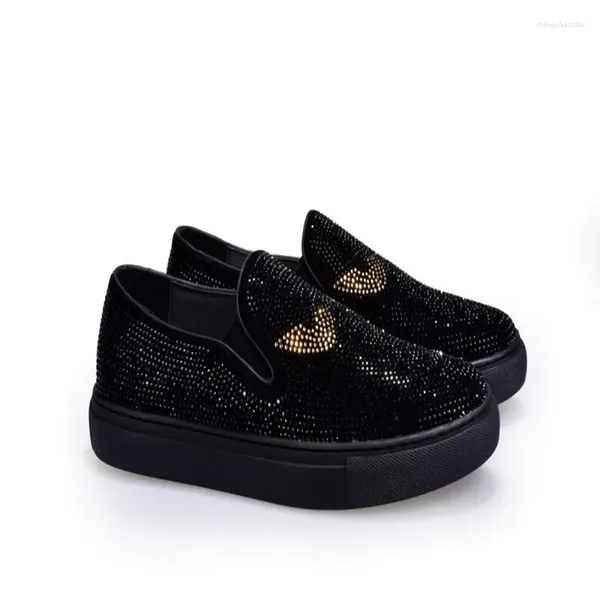 Chaussures décontractées Style européen bas haut strass fête de mariage Oxfords luxe noir diamant mocassins concepteur affaires appartements A78