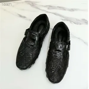 Zapatos casuales exóticos genuinos cocodrilo pisos para hombres auténticos verdaderos gancho de cuero de cocodrilo verdadero y bucle de zapatillas suaves