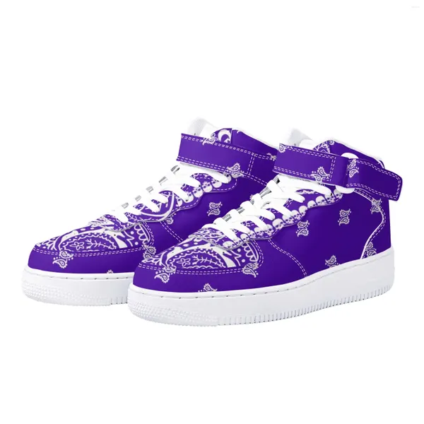 Chaussures décontractées usine outlet Purple Bandana Print Men Basketball Sneakers Leisure personnalisé à la demande Light Running 1 MOQ