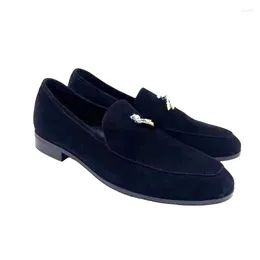 Chaussures décontractées Fashion Black and Blue Men Velvet Pild