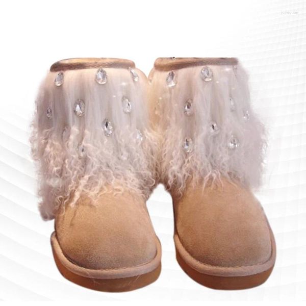 Chaussures décontractées Fashion Design Sense Pearl Rhingestones Coiffure avec un petit nombre de bottes de neige chaudes