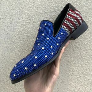 Casual schoenen Fashion dressing Men Patchwork Crystal Designer Male Flats Zapatillas Blue Factory Customized Slip On Loafers