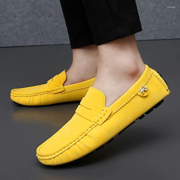 Chaussures décontractées mode Angleterre Gentleman Men Business Robe formelle colorée rose rose jaune marié marié Party Party