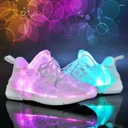 Zapatos casuales de moda fibra óptica para hombres mujeres USB Cargo de regalos de Navidad luminosos brillantes LED LED Tamaño 35-46