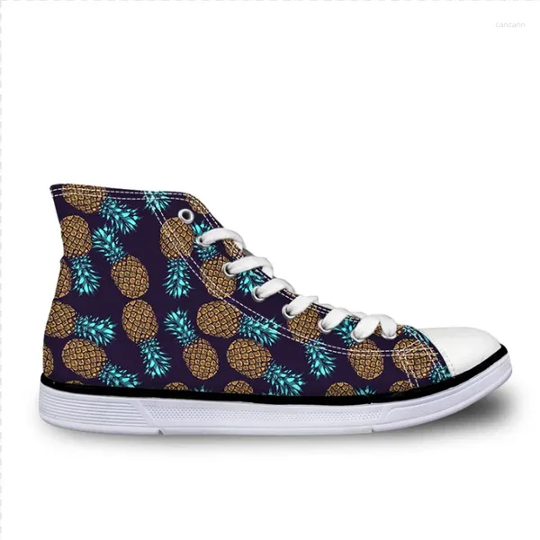 Zapatos casuales de moda planos vulcanizados para mujer diseño de fruta de piña estudiantes de lona de alta calidad para niñas Chaussure