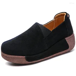 Casual schoenen mode flats vrouw echte lederen vrouwen wedge loafers dames dames groot formaat chaussures femme