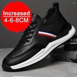 Chaussures décontractées Fashion Vérineur en cuir Sneakers Men Men Skateboard Male Male Hauteur confortable Augmentation de la seme intérieure 6-8cm