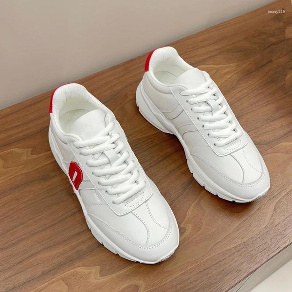Chaussures décontractées Fashion High Quality Cow Hide White Women's Sports Plateforme Running Tennis Travel Sneakers