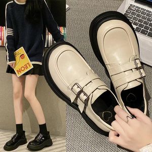 Casual schoenen mode Japanse zoete lederen dames lente herfst dikke zolen luie loafers trend kawaii lolita tub