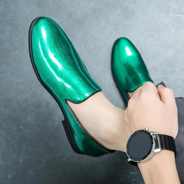 Chaussures décontractées mode luxe social en cuir original pour hommes de créateur de haut de gamme mocassins verts street street fête de conduite
