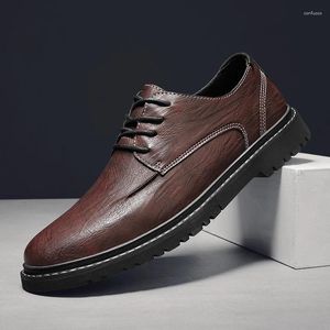 Casual schoenen Mode Heren Leer Oxfords Handgemaakte zwarte comfortabele flats Formele kleding Veterschoenen