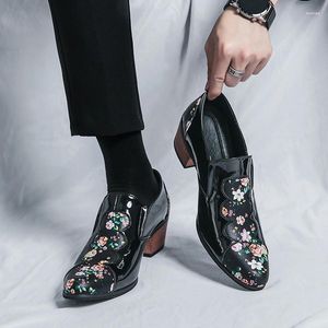 Chaussures décontractées à talons hauts pour hommes, bottes pointues à la mode, augmentant la hauteur, produits de luxe, de fête, de styliste pour Banquet