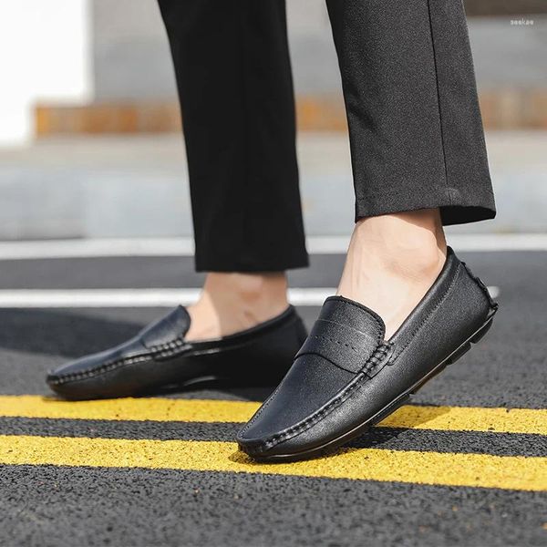 Mocassins en cuir haut de gamme pour hommes, chaussures décontractées, à la mode, mocassins à enfiler, confortables, taille 49