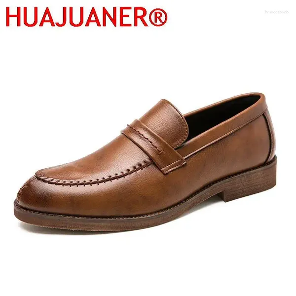 Chaussures décontractées Fashion Men's Cuir Business Robe Formal Mens Slip on Classic Oxford Points Office Party Office Locages Hommes