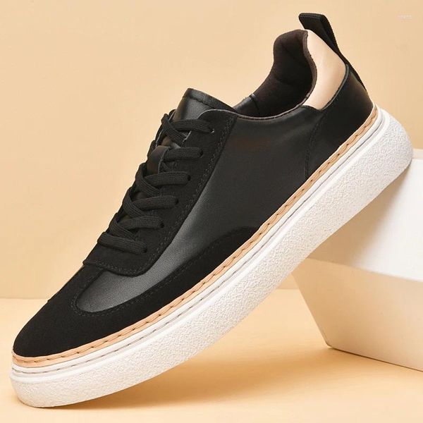 Zapatos Casuales Moda Hombres Tendencia Conciso Skateboarding Cuero Urbano Zapatillas Cómodas Ligeras