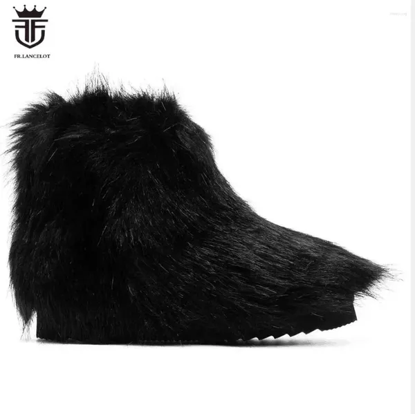 Chaussures décontractées Fashion Mens Horse Fur Cuir épais talon Men de fête Slip sur les mocassins uniques Footwes élégantes