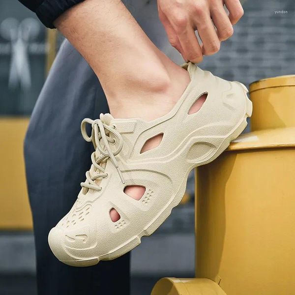 Chaussures décontractées Mode Paris Cave Man Sandales Légères EVA Trou Sabots Pour Hommes Jardin Intérieur Plage Extérieure Pantoufles Antidérapantes Pour Hommes