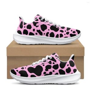 Chaussures décontractées Fashion Pink Leopard Print Femmes Spring Summer Sneakers Outdoor Runnor Footwear Durable Lace Up Nonlip Walking