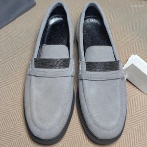Casual schoenen Fashion Runway Office Lady Summer Gray Loafers Women's Solid Color Round Toe Patchwork Sallow Mond Anti-Skid