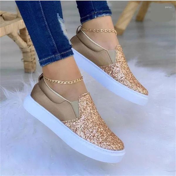 Zapatos casuales zapatillas de moda mujeres 2024 pisos diamantes de imitación bling chic estrella brillante cosiendo grueso slip en plataforma