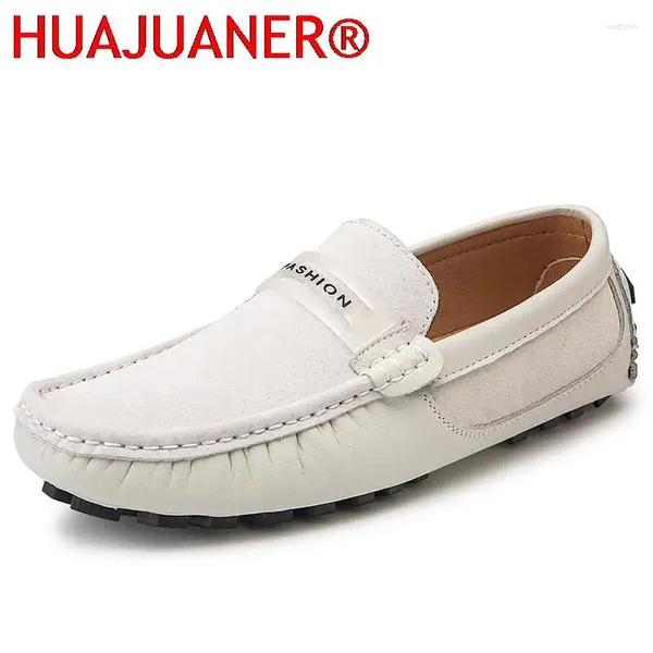 Chaussures décontractées Fashion Blanc Moodistes Men's Le cuir en cuir Men Moccasin Mentils Mâle Male Luxury Driving Flats Classic Style