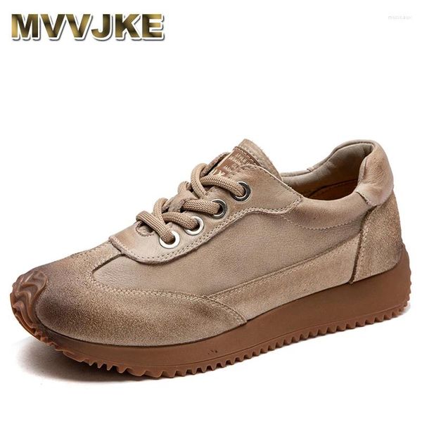 Zapatos Casuales Moda Mujer Zapatillas Planas Estilo Académico Retro Cuero Genuino Con Cordones Tendencia Comodidad